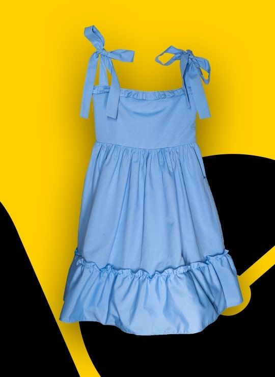 Vestido Infantil Doce Magia com Alças Algodão Azul